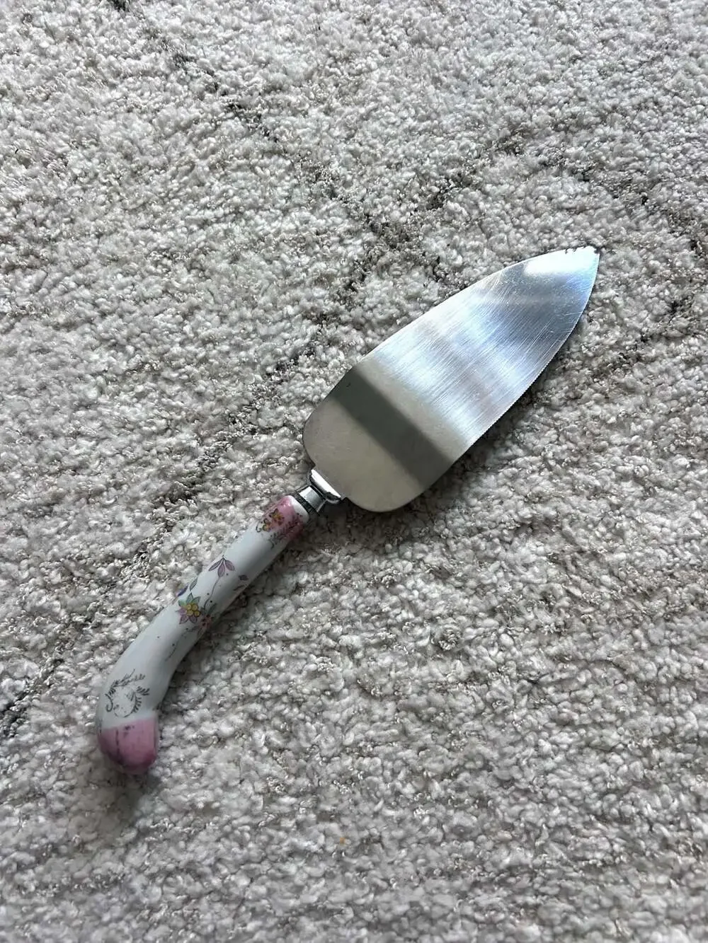 Vintage Floral Porcelain Handle Stainless Steel Cake Server